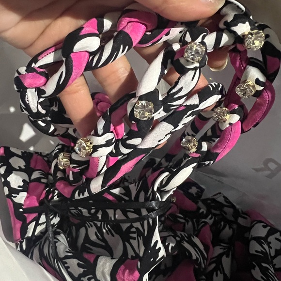 NWT AREA NYC ROPE FUCHSA BEADED/ RHINESTONED SILK DRESS - Picture 11 of 12